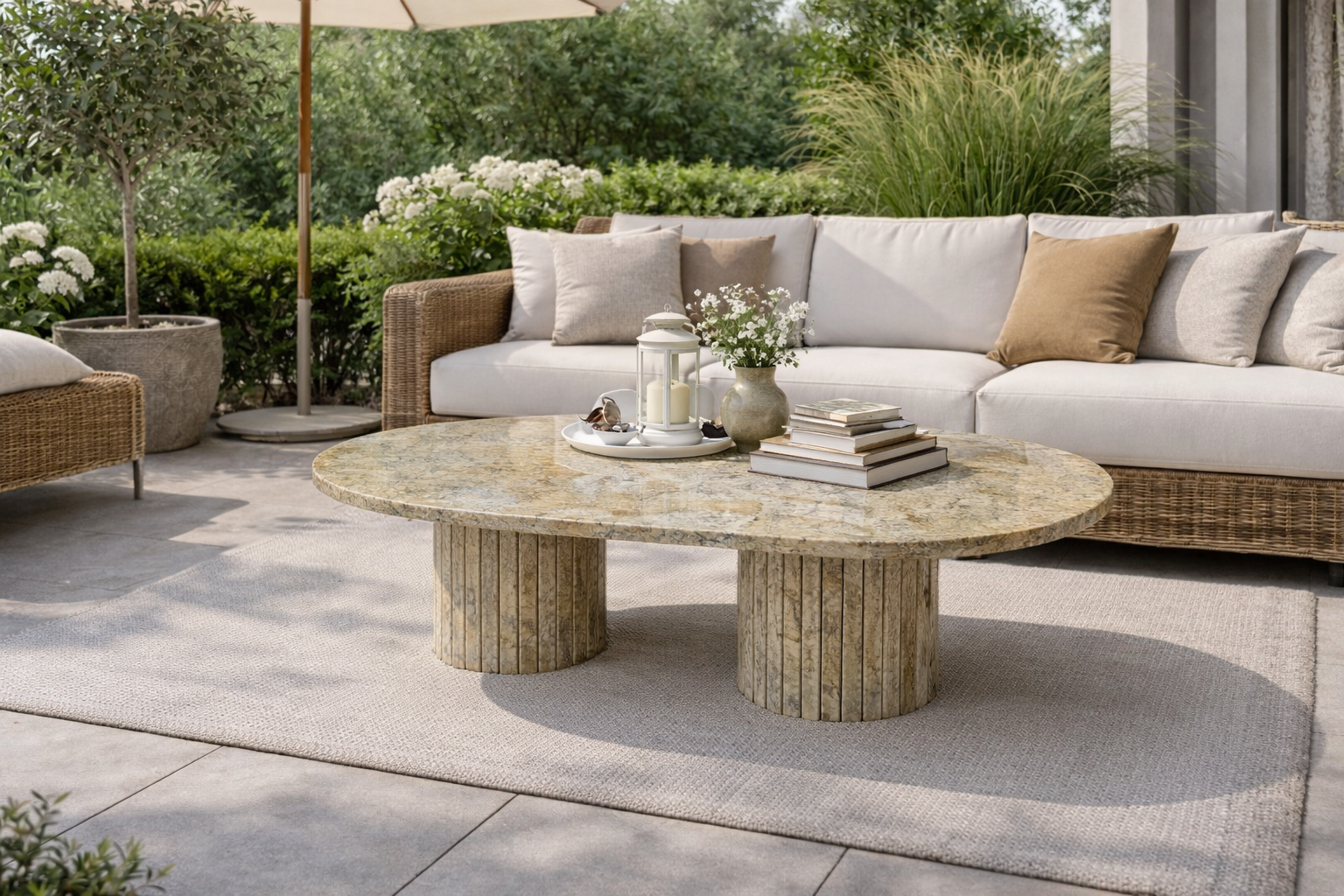 Steintisch für die Terrasse