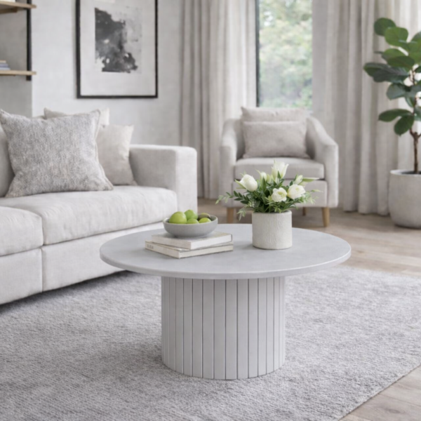 Weißer Couchtisch aus Bianco Milano-Stein