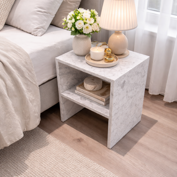 Schlafzimmer-Nachttische aus Bianco Carrara Marmor