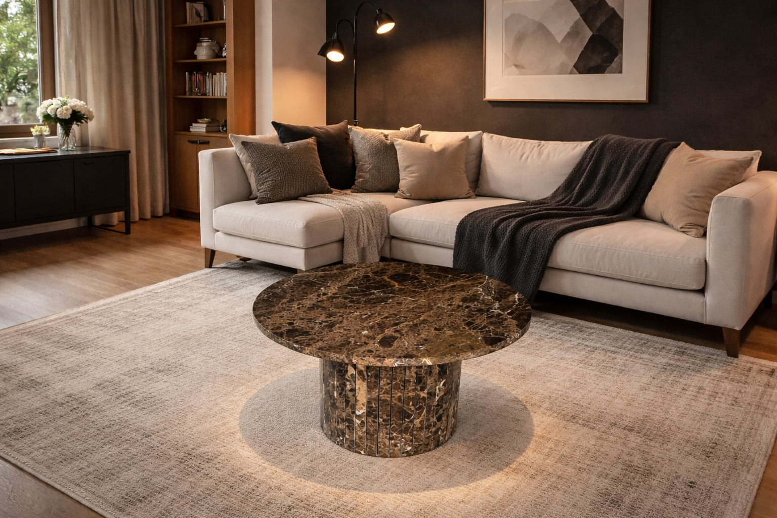 Brauner runder Couchtisch