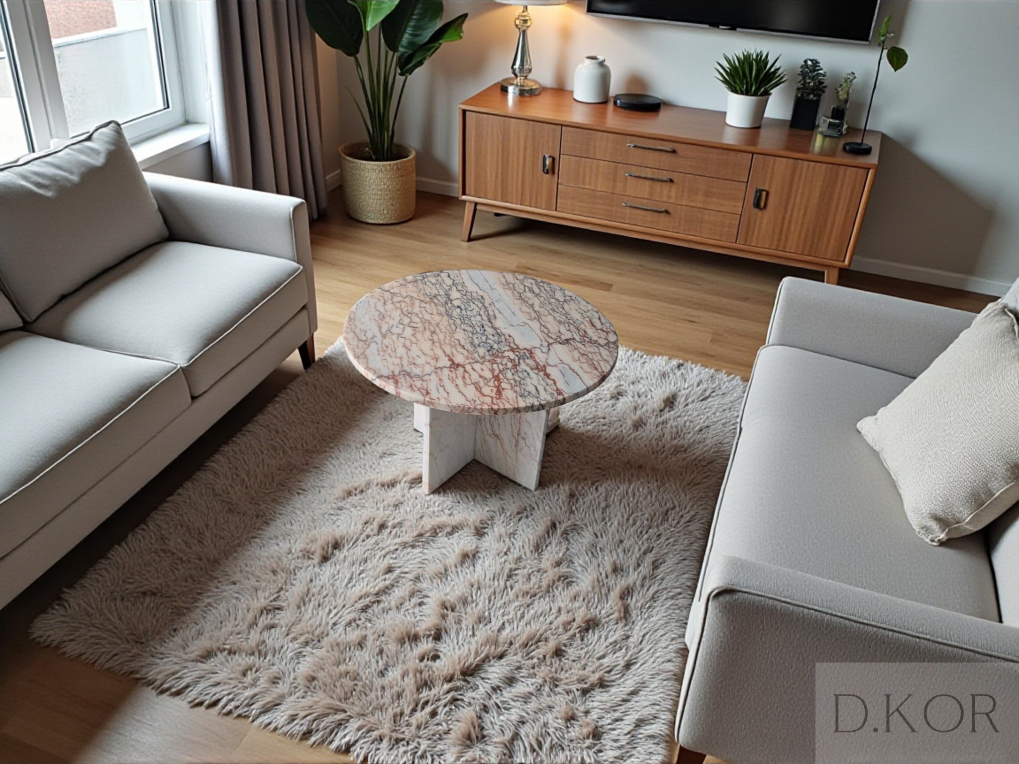 Couchtisch aus rosa Marmor – Bild 3